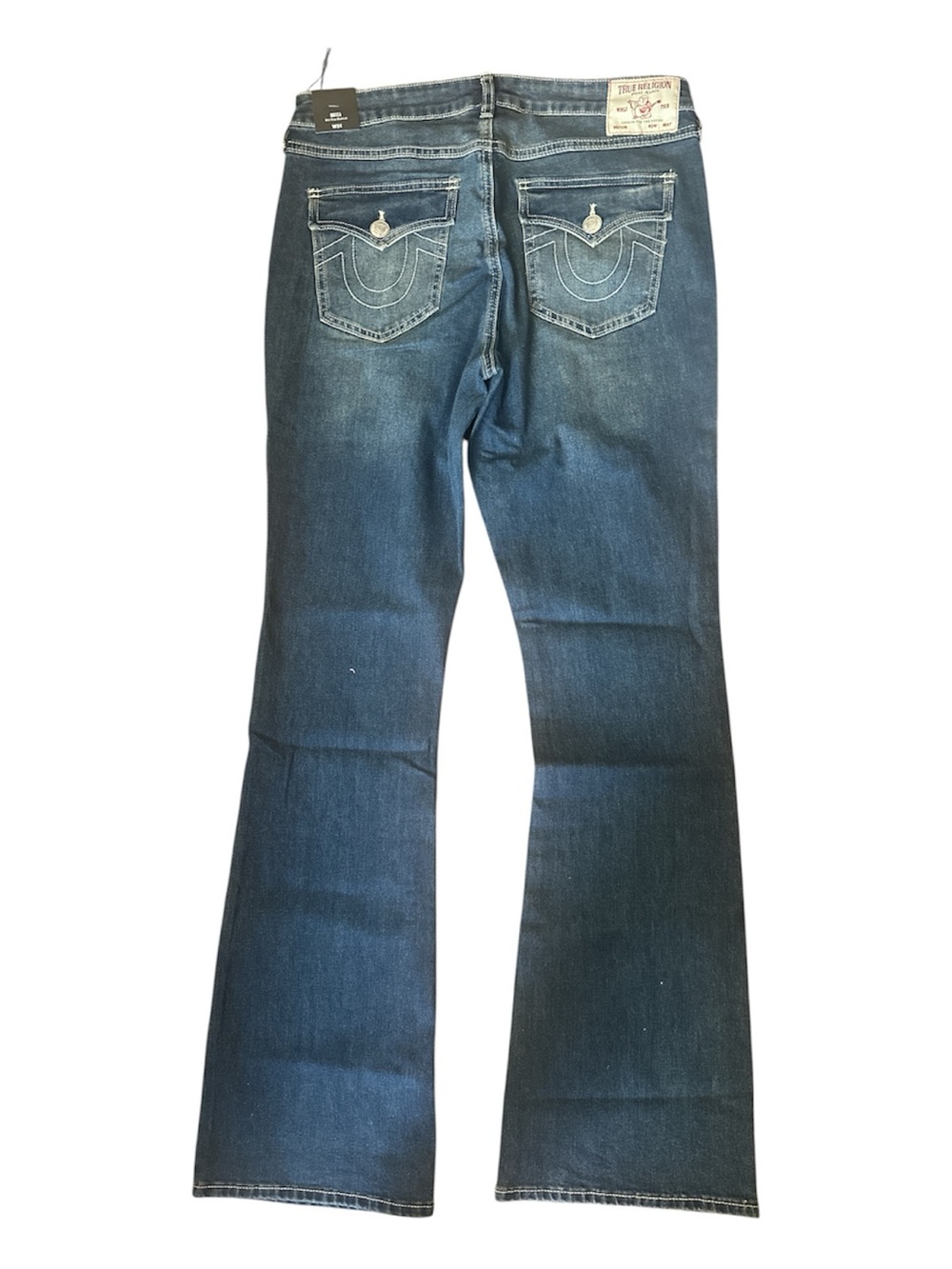 True Religion Women's Becca Mid Rise Bootcut Jeans Sz 31 SN Flap Pocket Med Wash
